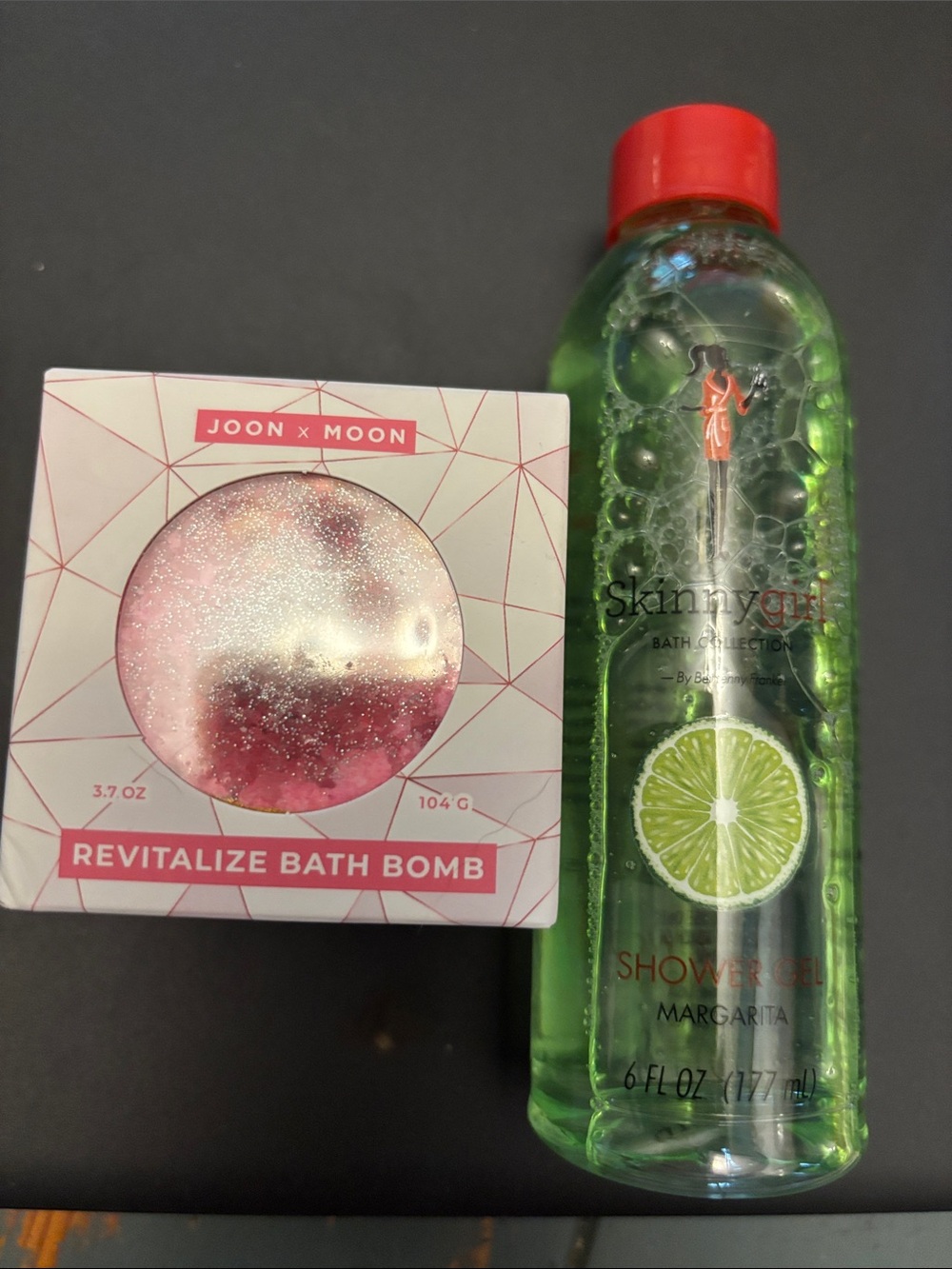 Revitalize bath, bomb and skinny girl shower gel